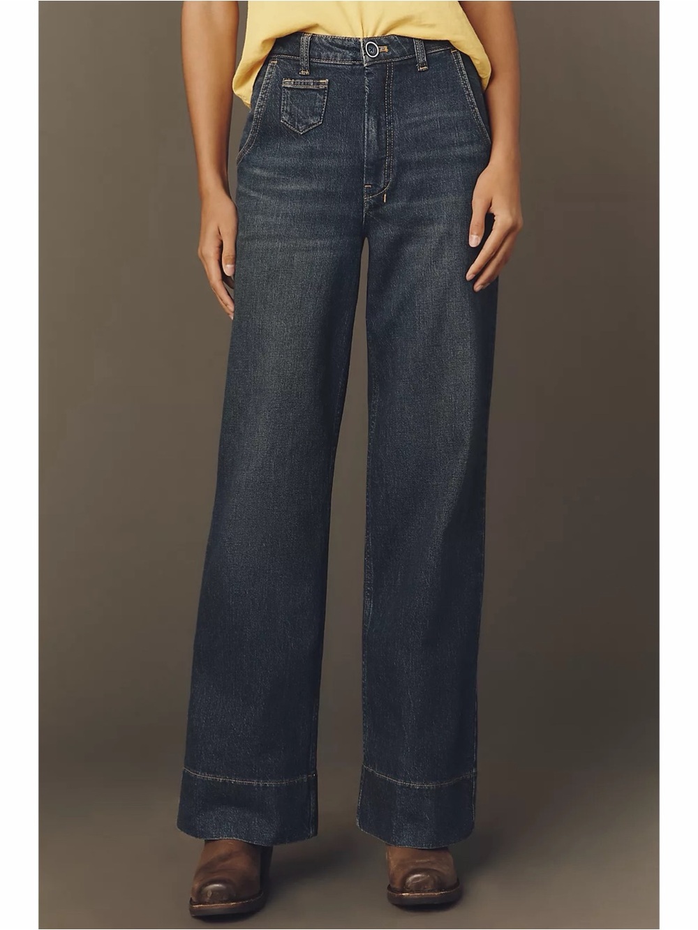 Anthropologie Pilcro Gilligan High Rise Flare Jeans Dark Wash 16W Denim Wide Leg
